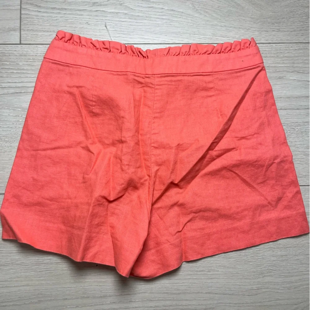 J. Crew High Waist Coral Shorts with Ruffle Detail size 0